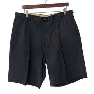 Tommy Bahama Mens Silk Blend Pleated Casual Golf Resort Shorts Size 35 Black